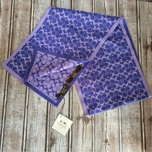NWT COACH Purple/Grape Reversible Signature Logo Wool Knit Scarf Muffler